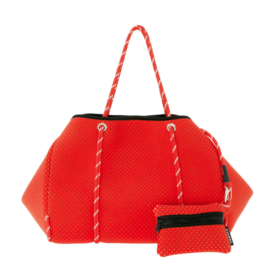 VANYLU CLASSIC. NEOPRENE BAG WITH NAUTICAL ROPES IN REDDISH CORAL