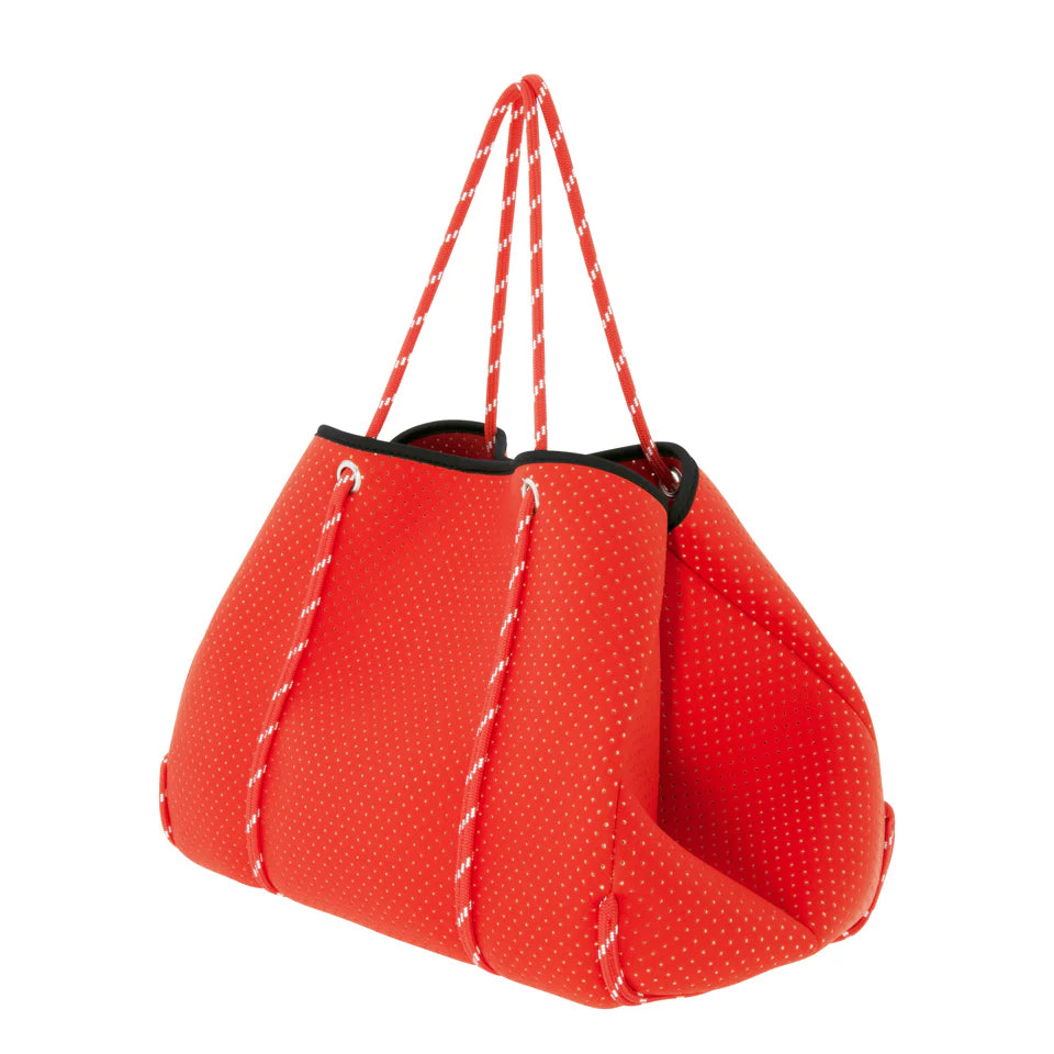 VANYLU CLASSIC. NEOPRENE BAG WITH NAUTICAL ROPES IN REDDISH CORAL
