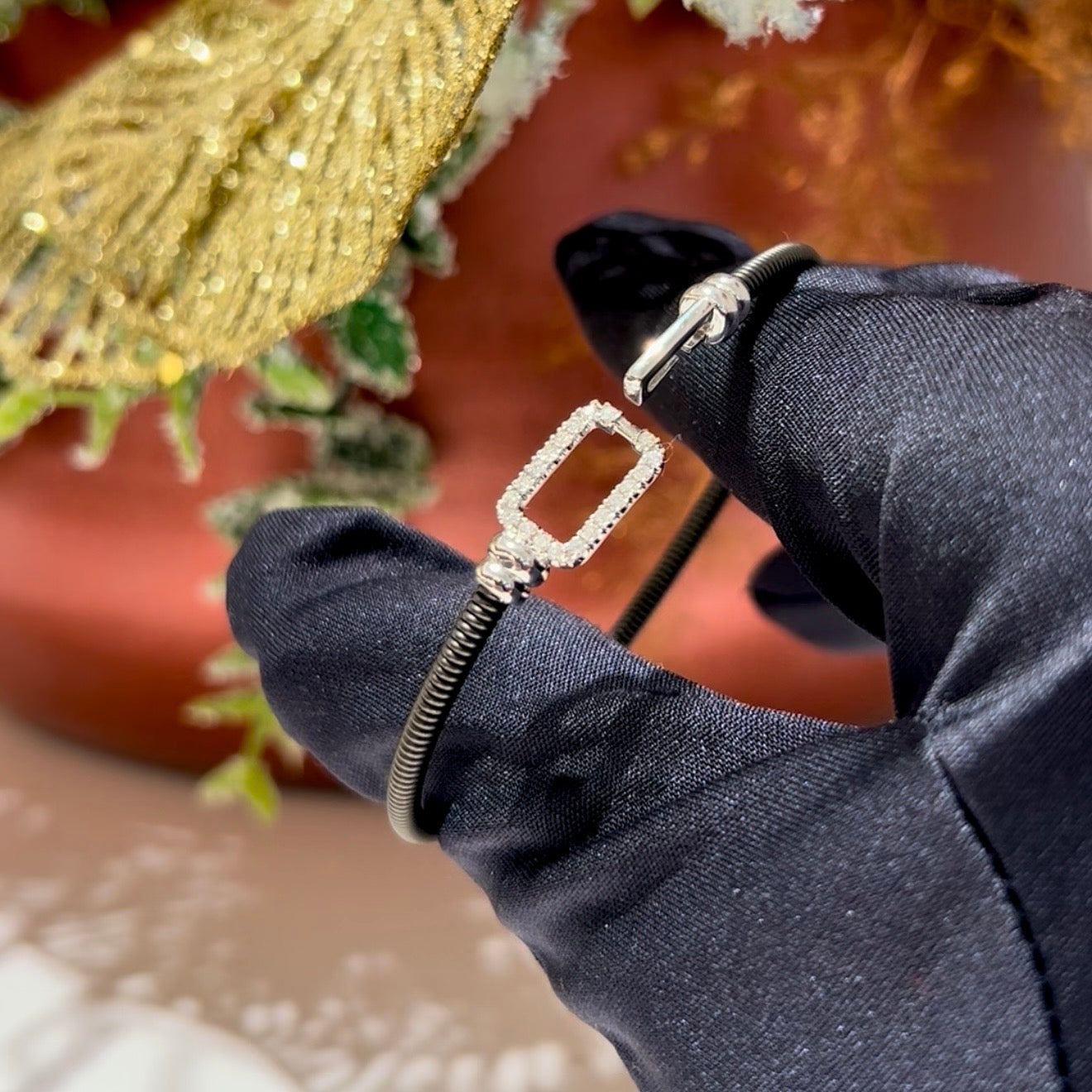 Esclava oro Blanco 18ktes y Diamantes