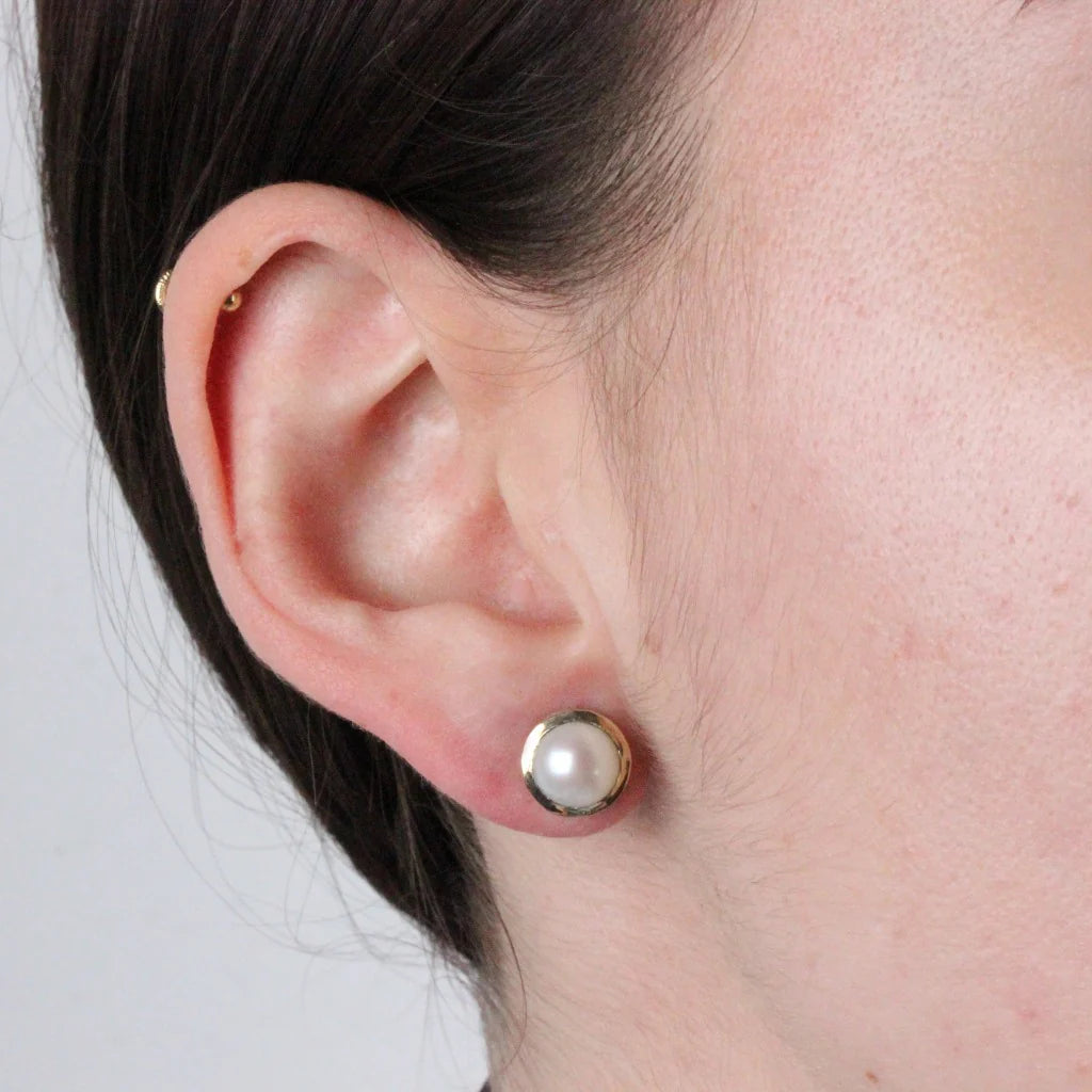 Pendientes de Plata y Oro con Perla