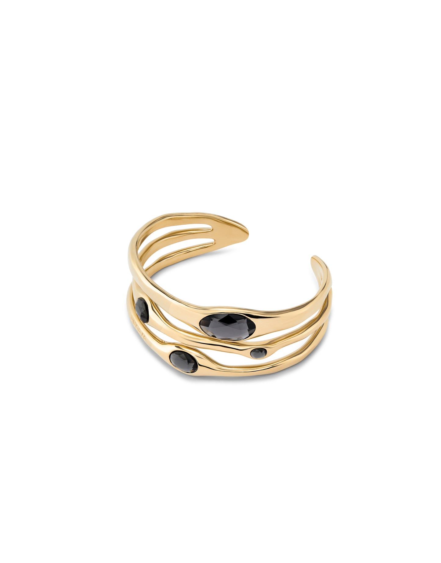18k gold plated rigid bracelet with grey crystals