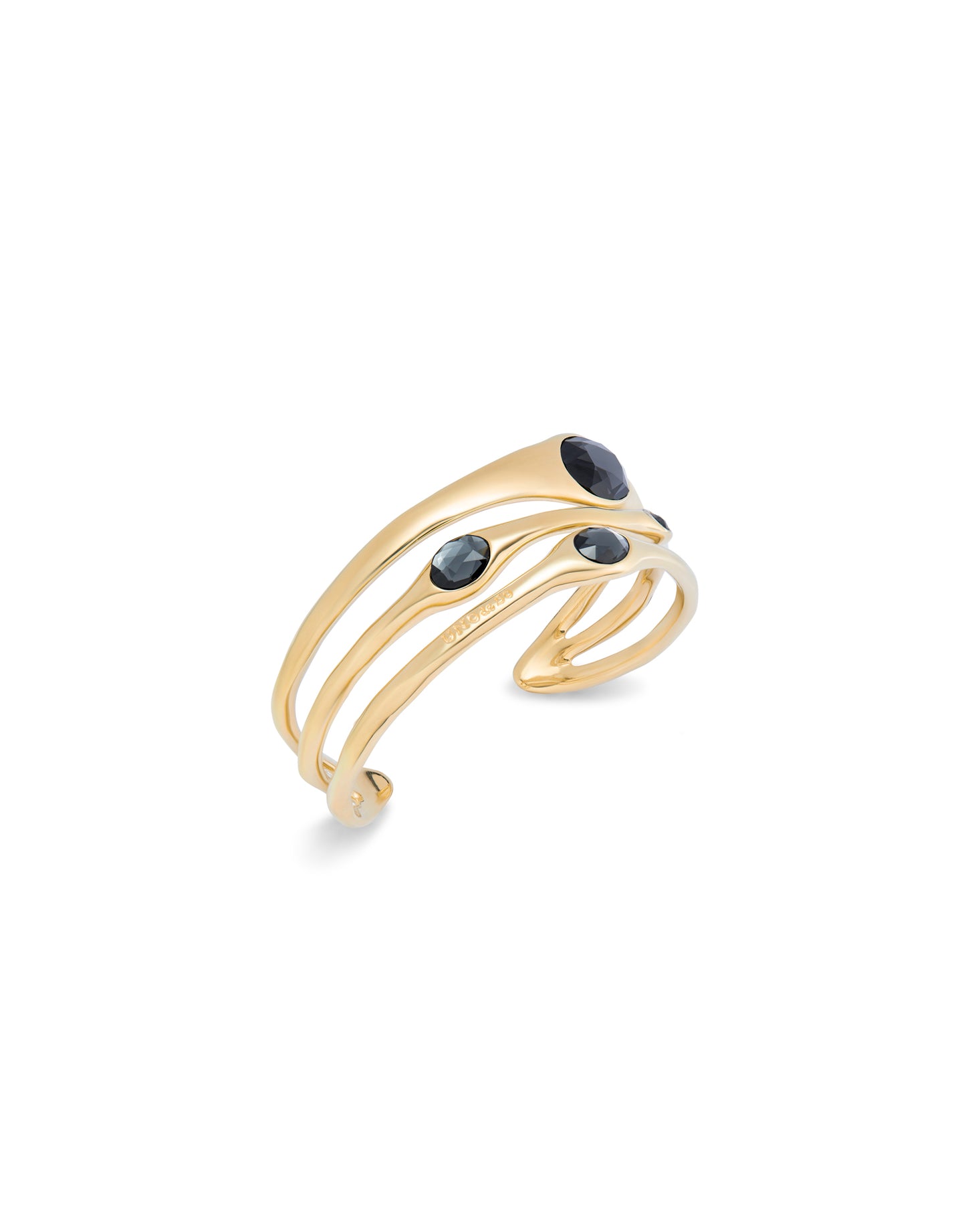 18k gold plated rigid bracelet with grey crystals