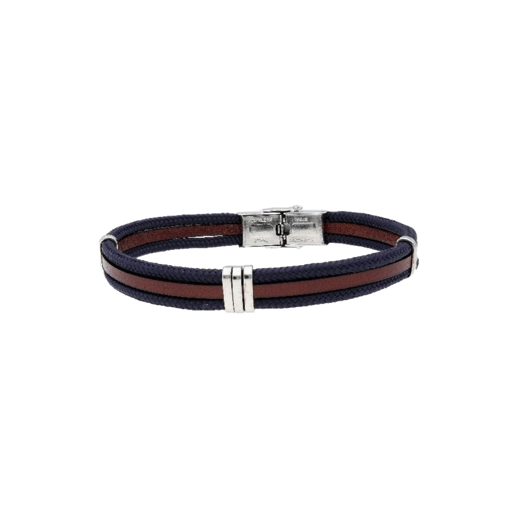 Pulsera piel, cuerda náutika y acero - 84BA1373-A