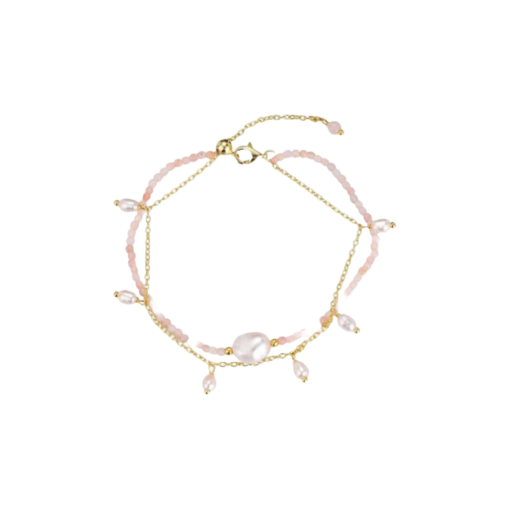 Natural stone plated silver bracelet