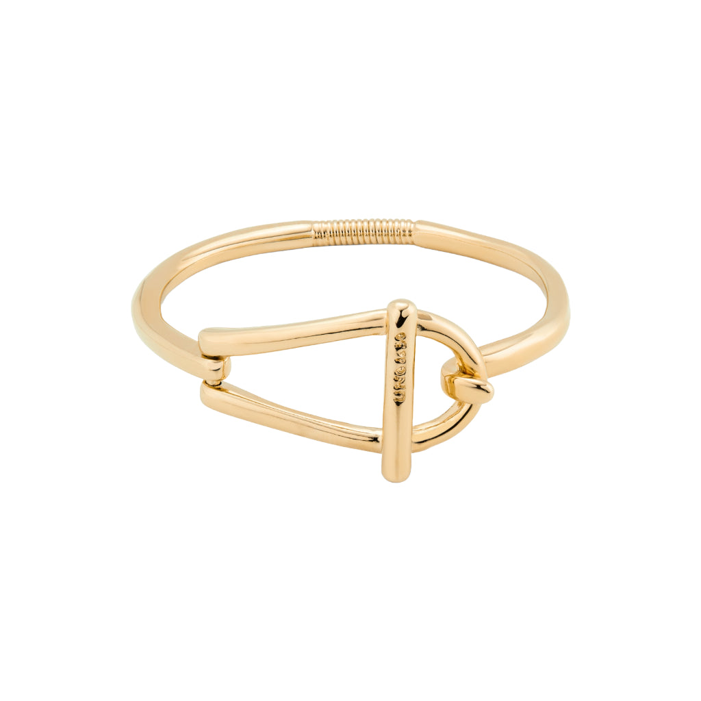 Pulsera rígida bañada en oro 18k eslabón mediano y muelle interior