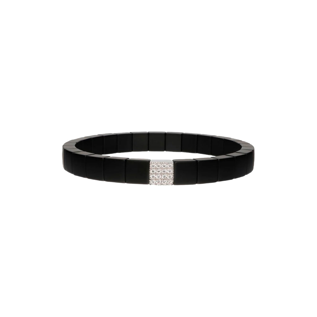 ROBERTO DEMEGLIO PULSERA DE ORO BLANCO Y CERÁMICA NEGRA CON DIAMANTES