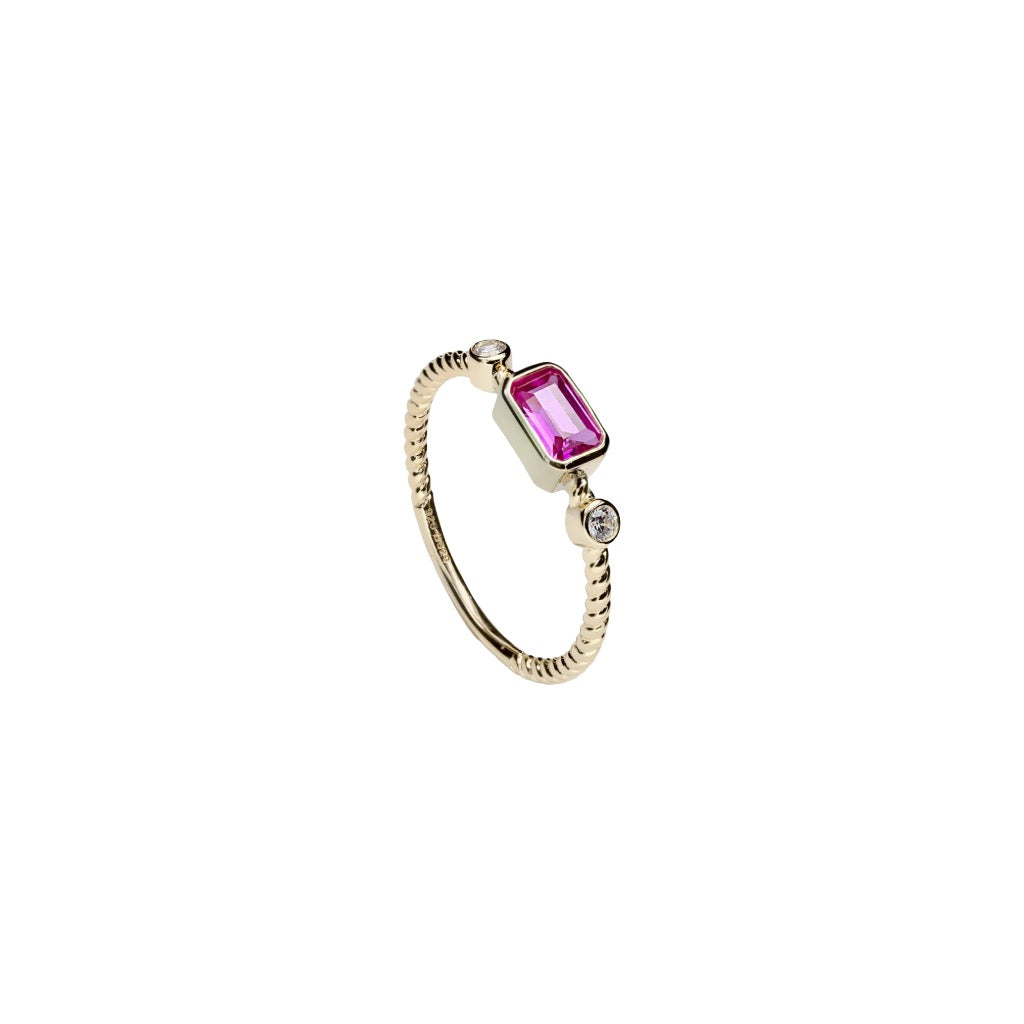 Fine silver rings with fuchsia-tone gem design and zircons