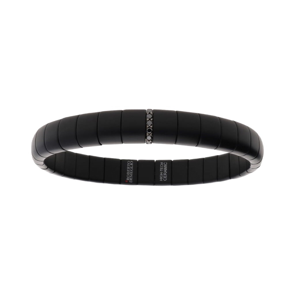 Pulsera cerámica negra oro y brillantes