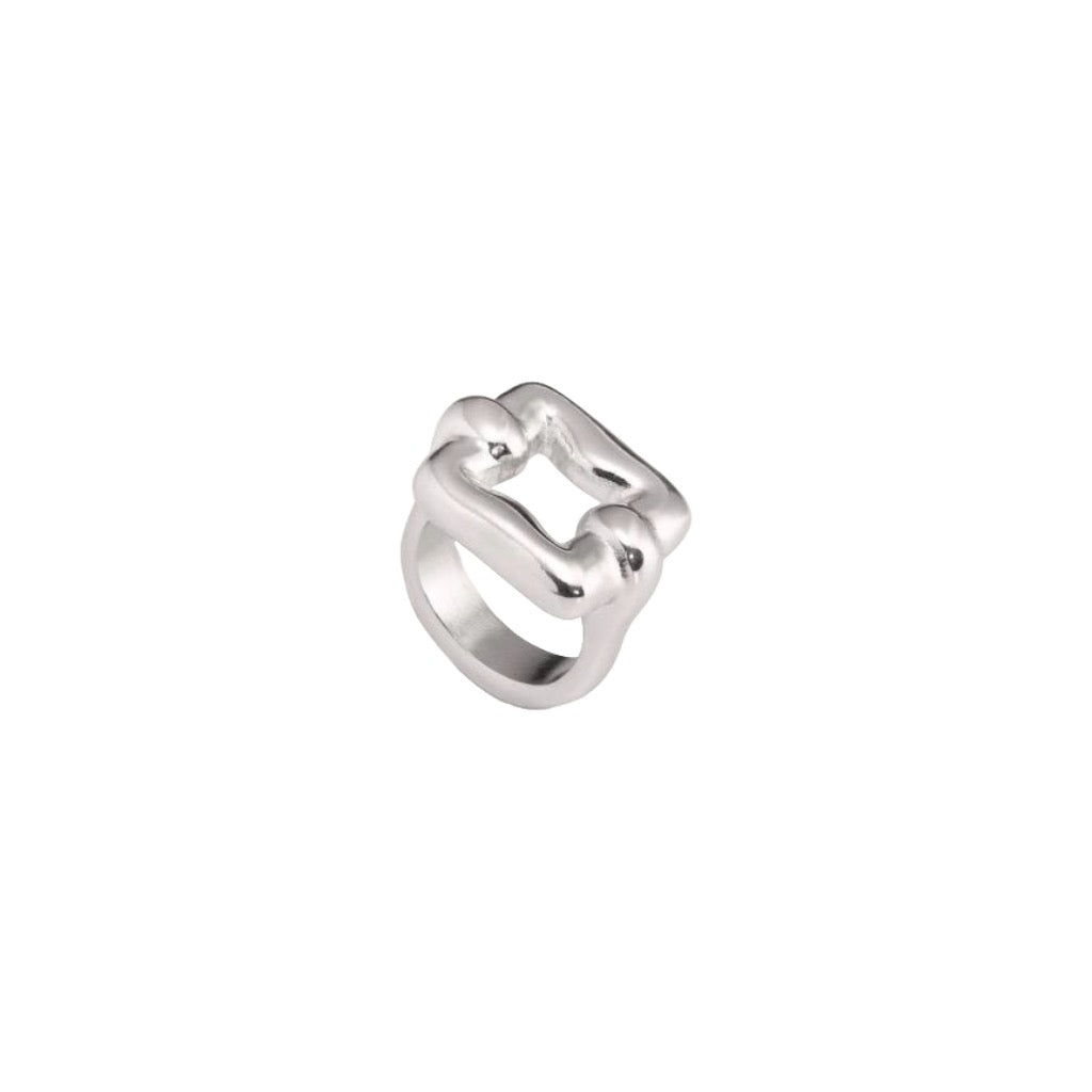Sterling silver plated square link ring