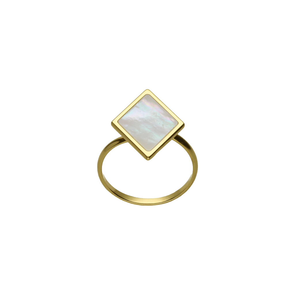 Anillo ajustable rombo nácar en Plata baño Oro de Soulquest