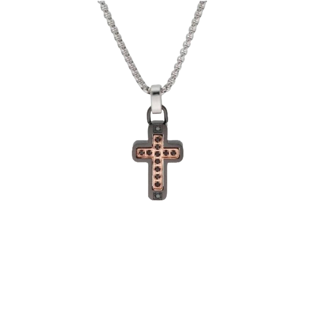 Cross pendant in steel and zircons - 86CD305