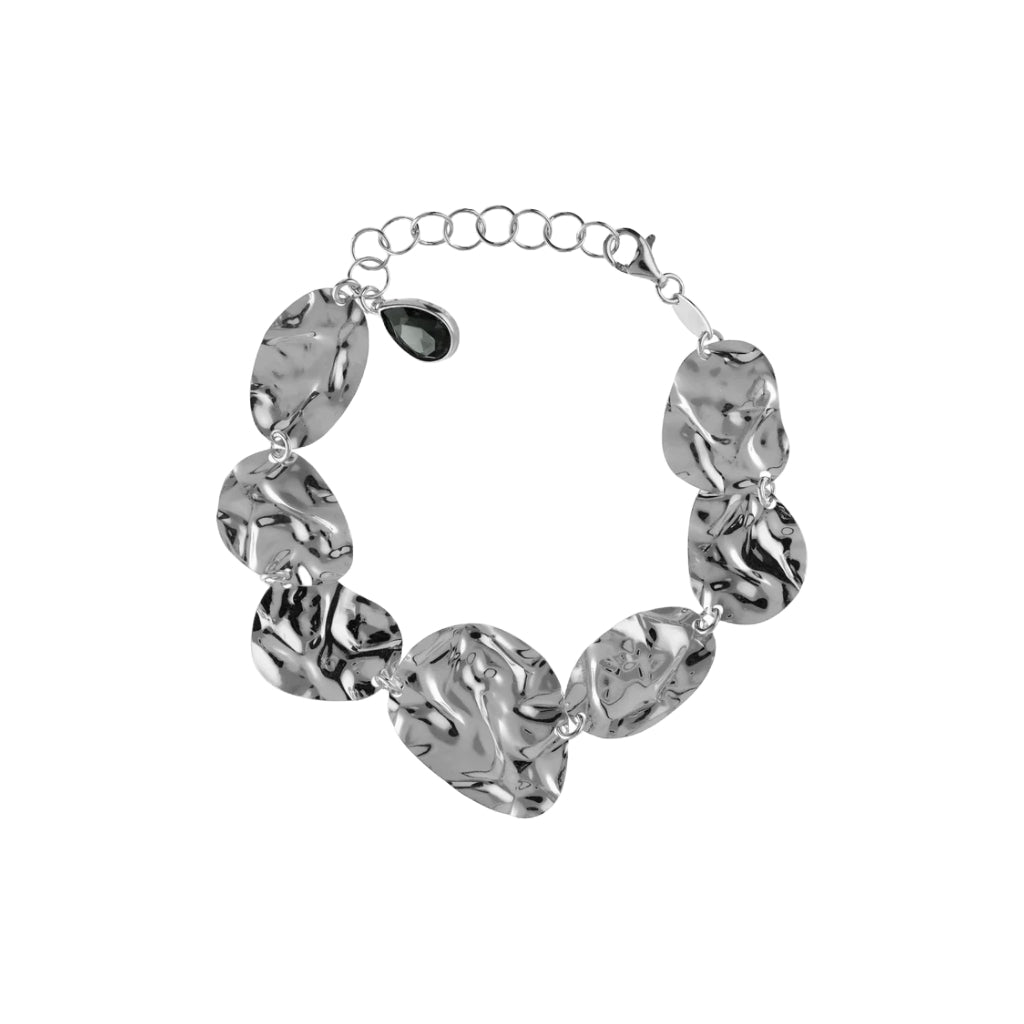 Pulsera cristal negro en Plata baño rodio de Fullness
