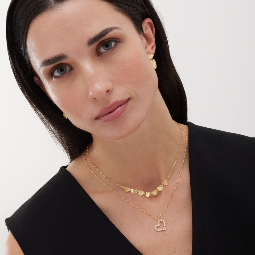 Collar corto corazón irregular El Gesto con cristal en Plata