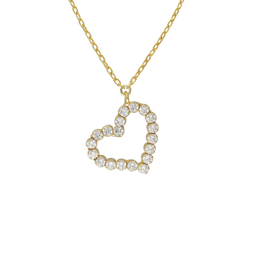 Collar corto corazón irregular El Gesto con cristal en Plata
