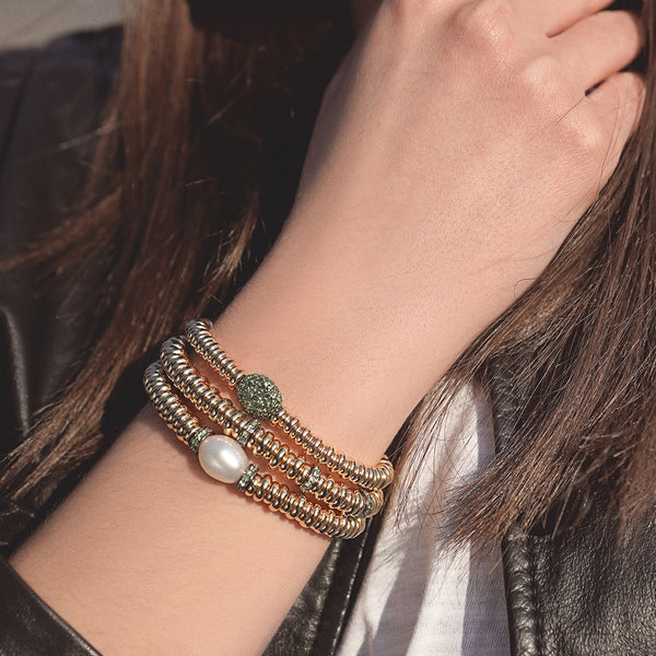 Pulsera Java pulida de 5/4 mm con pavé de espinela negra