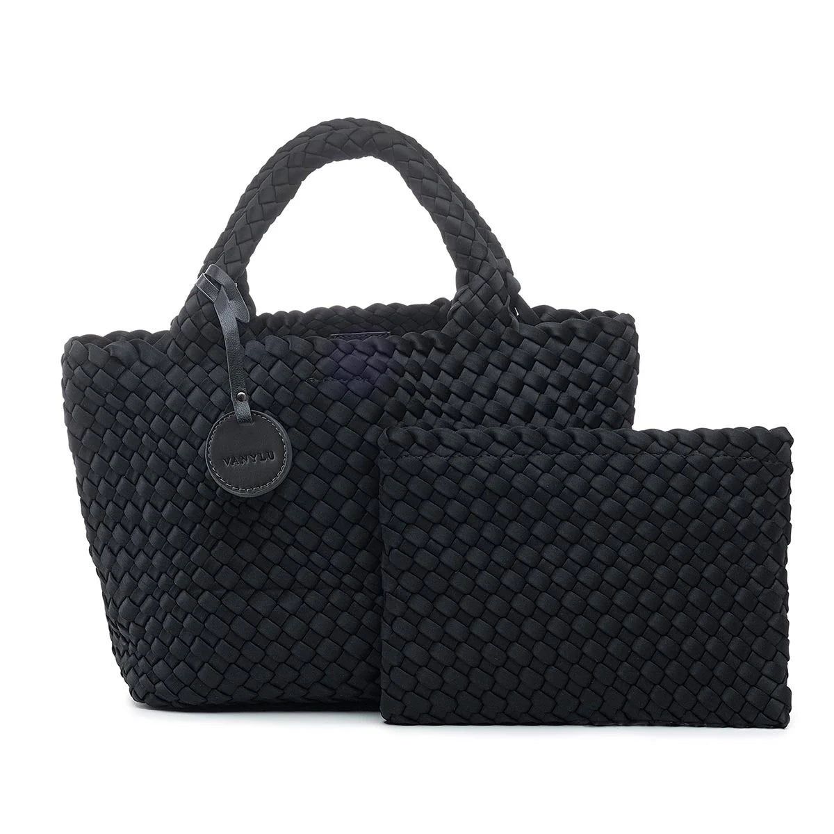 Basic. Bossa de neoprè trenat negre mat