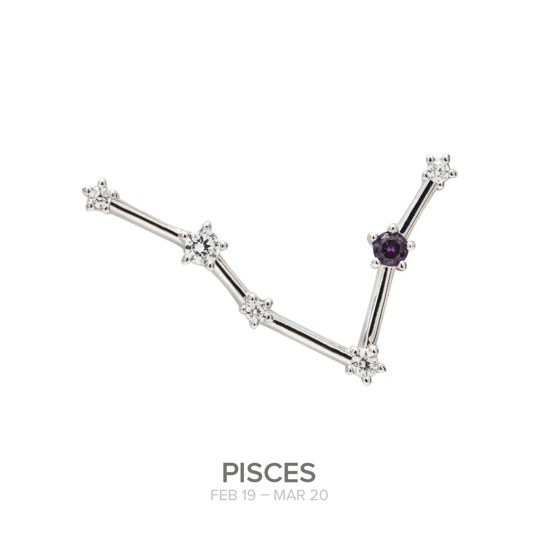 Colgante del signo Piscis en plata con amatista natural