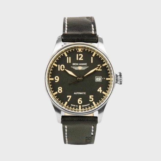 Iron Annie Cockpit Automatic Watch, Black, 42 ​​mm, Leather Strap, Day, 5162-2