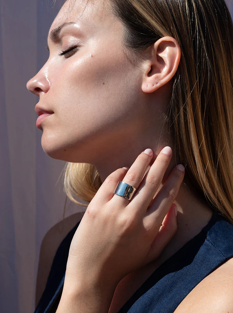 Wide plain silver rings, regular and smooth design