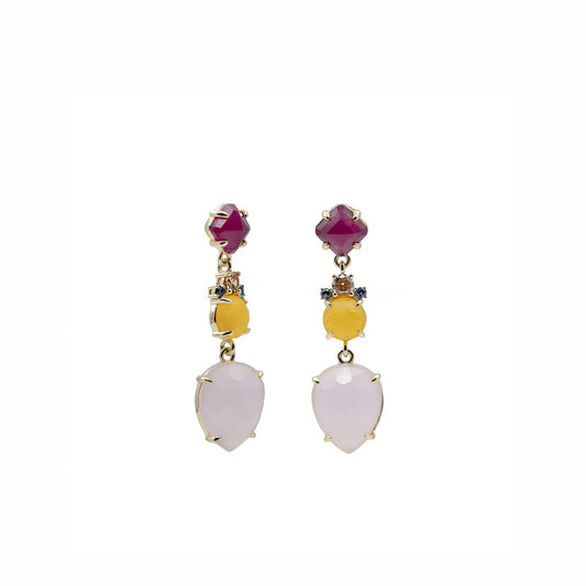 Arracades de pedra natural llargs en tons rosats