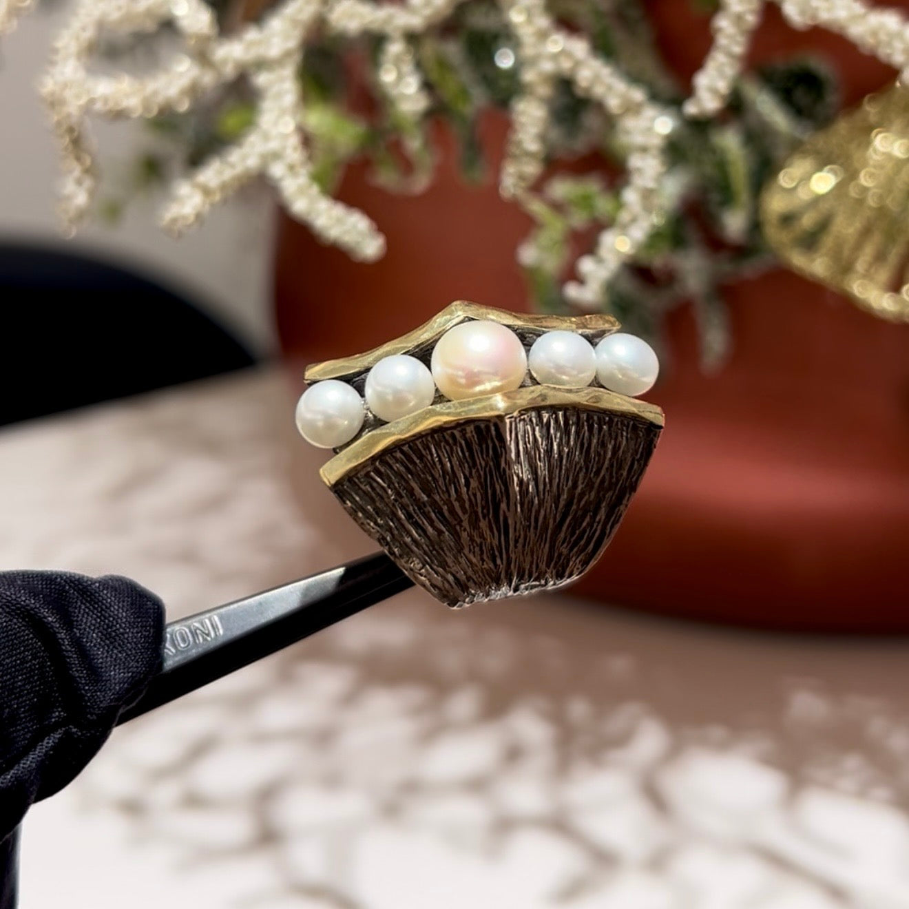 Anillo styliano plata oro 18 ktes y Perlas cultivadas agua dulce