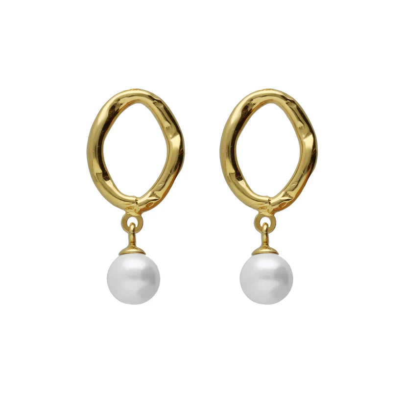 Long Pearl Earrings in Silver by Radiance 