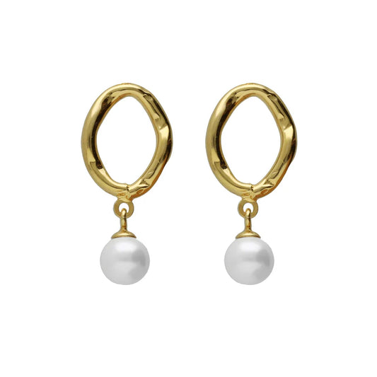 Long Pearl Earrings in Silver by Radiance 