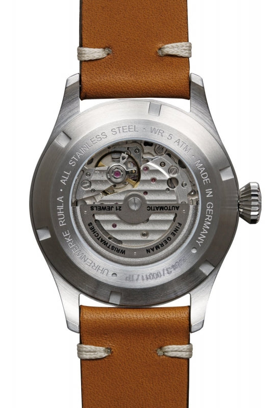 Bauhaus Aviation Herrenuhr Automatik Serie Tornado 24-Stunden-Anzeige 5 ATM mit Lederband 2764-3