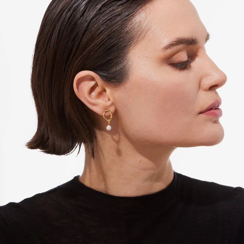 Long Pearl Earrings in Silver by Radiance 