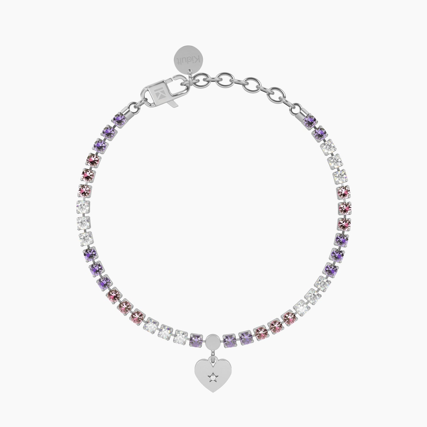 Pink and purple tennis bracelet with heart Heart | love