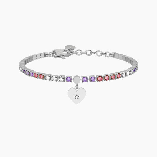 Polsera tennis rosa i viola amb cor Cor | amor