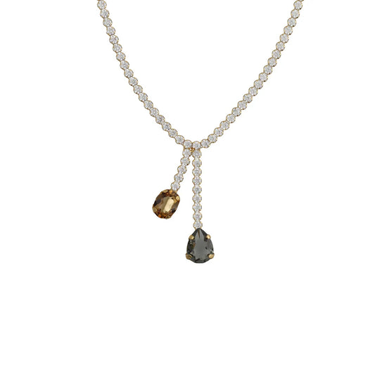 Collar llarg cascada vidre xampany a Plata bany Or de Clarity