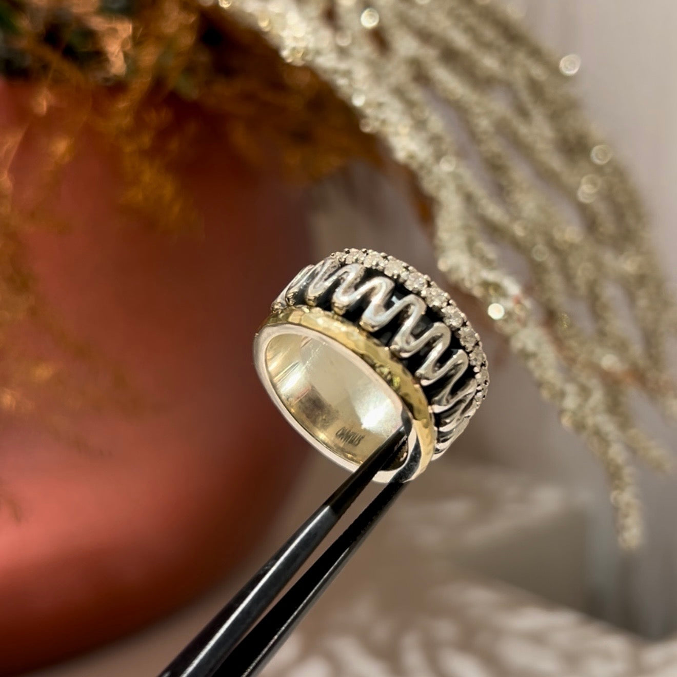 Anillo styliano plata oro 18 ktes y circonitas