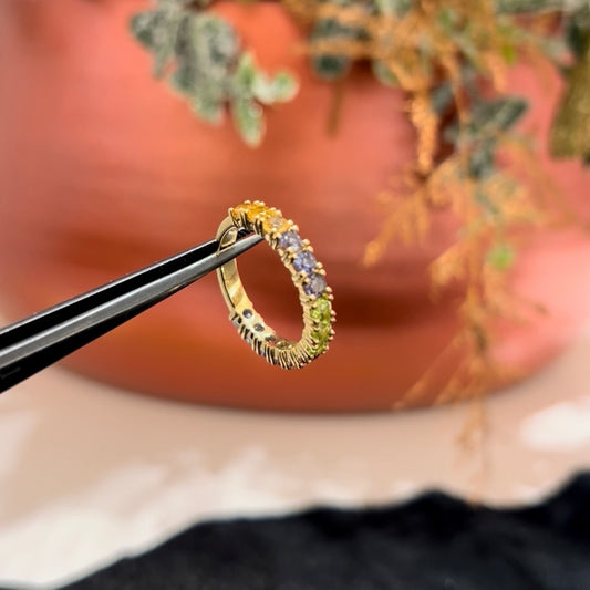 Anillo oro amarillo 18ktes turmalinas topacios