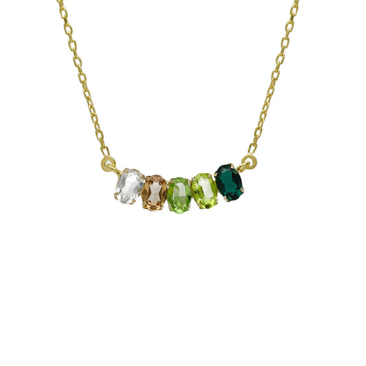 Collar curt oval vidre a Plata bany Or de Harmony 