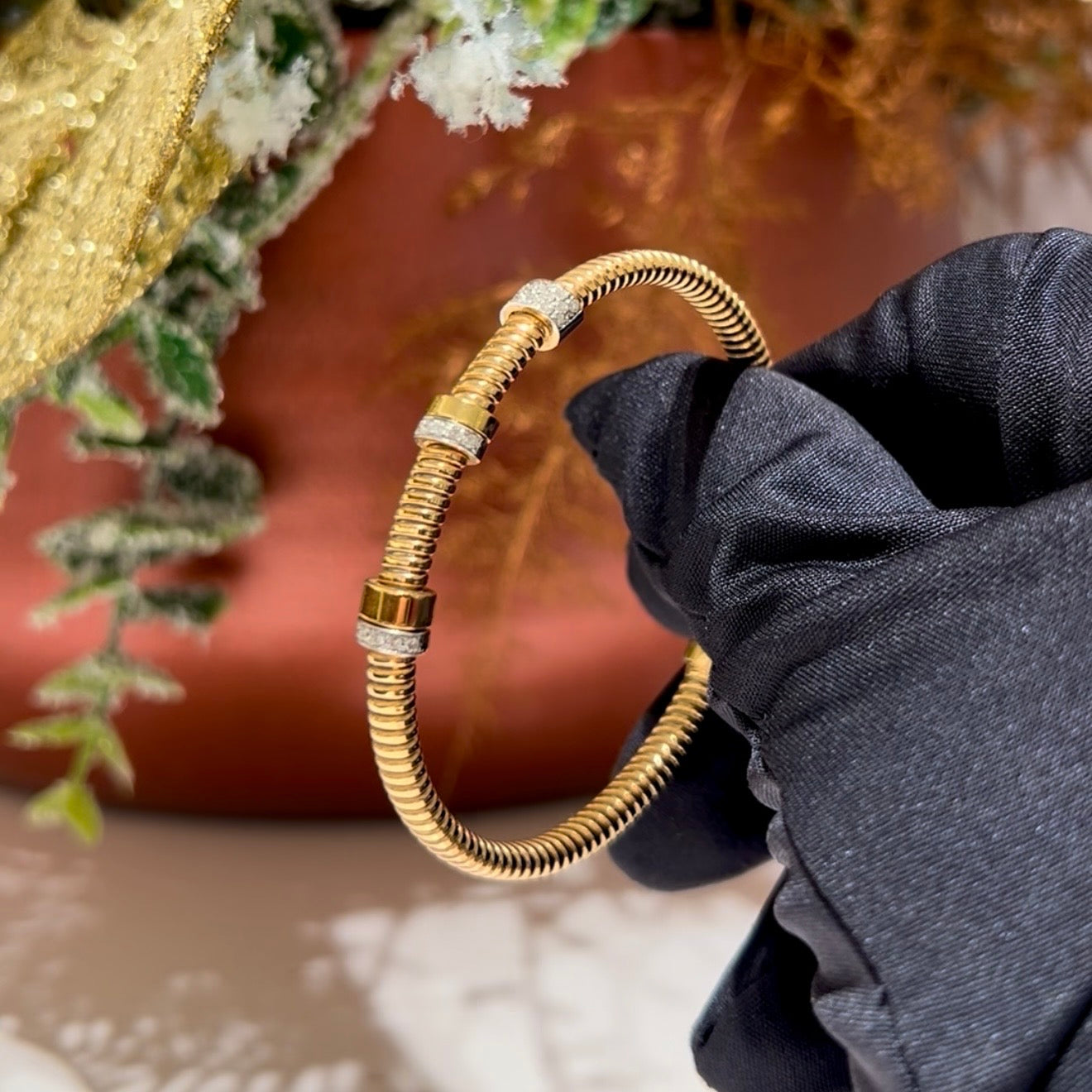 Esclava oro Rosa 18ktes y Diamantes