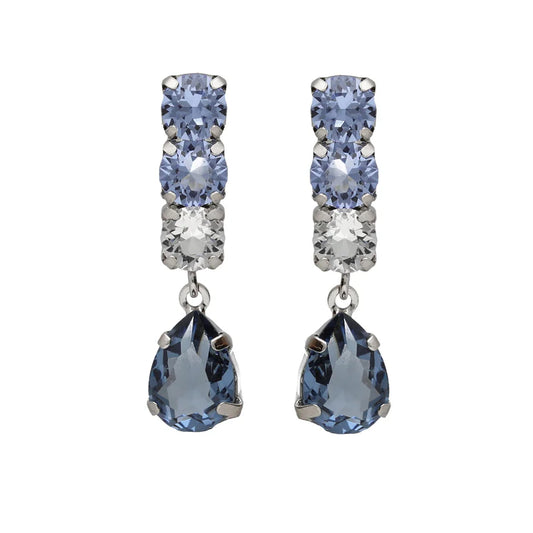 Arracades llargues llàgrima vidre blau a Plata bany Rodio de Illume 