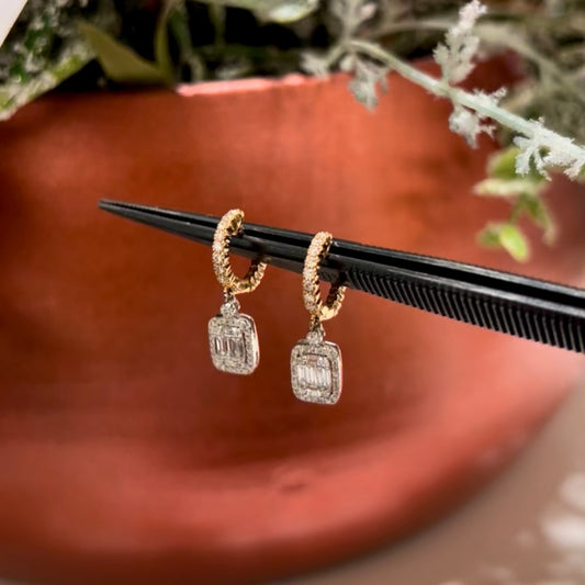 Pendientes oro rosa 18 ktes y diamantes