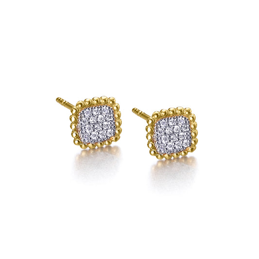 Perle Square Earrings Gold &amp; Diamonds