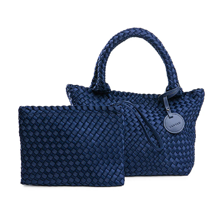 BASIC. BOLSO DE NEOPRENO TRENZADO AZUL MARINO