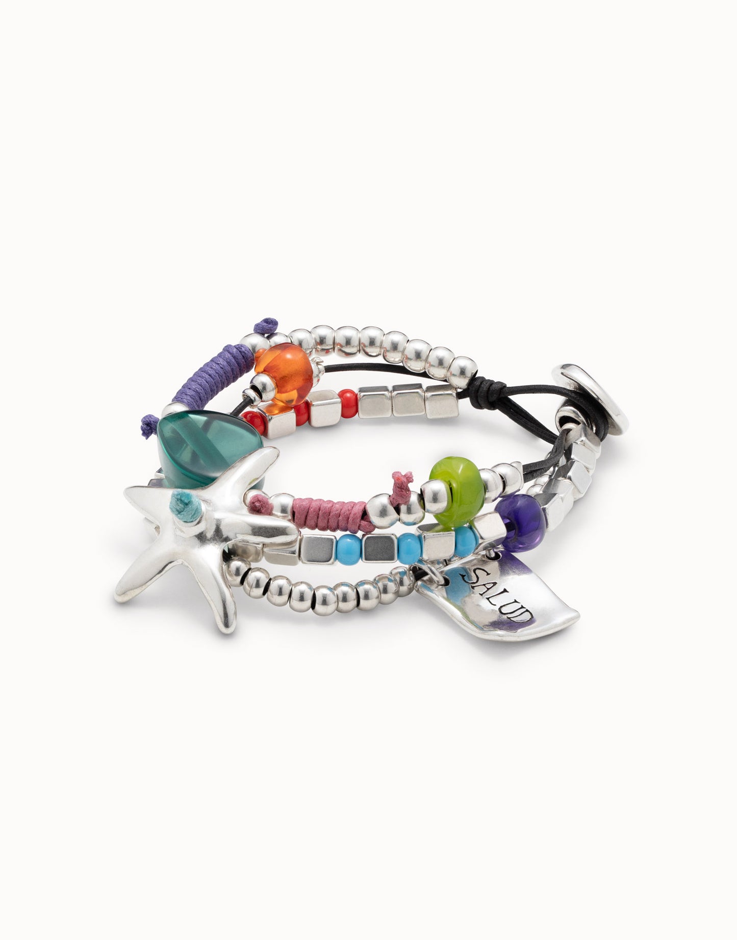 Silver plated bracelet with resin stones