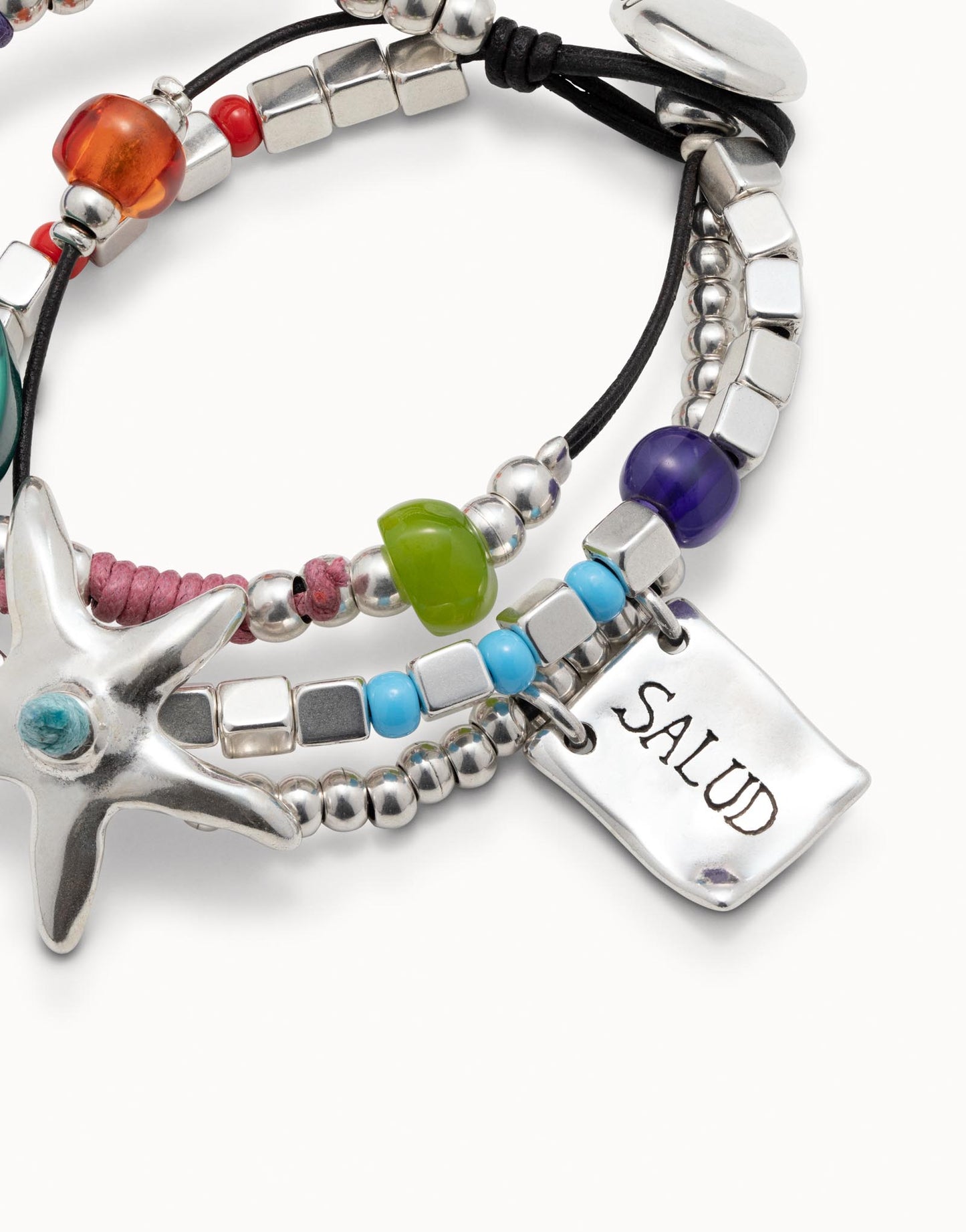 Silver plated bracelet with resin stones