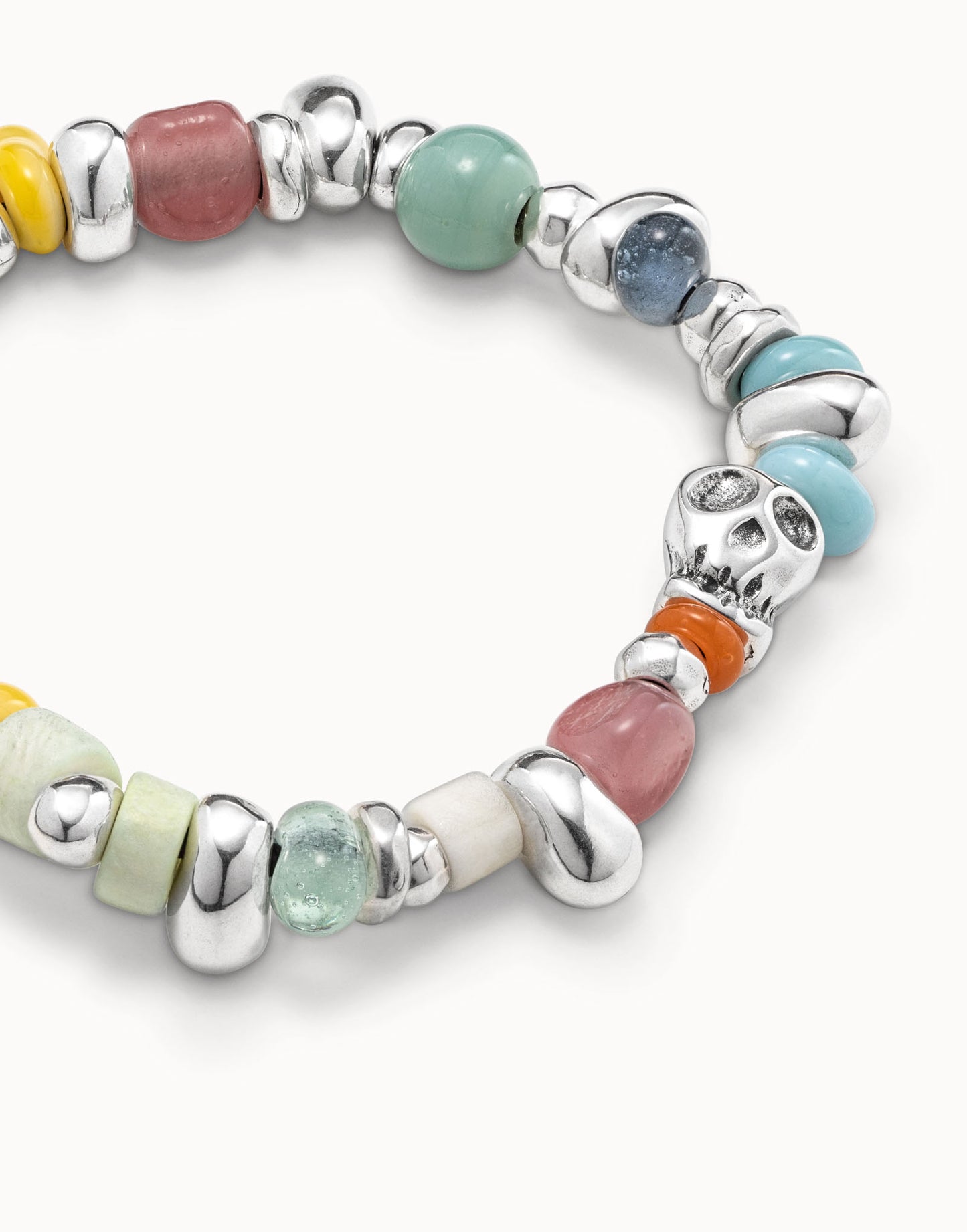 Pulsera elástica bañada en plata de ley y cristales multicolor