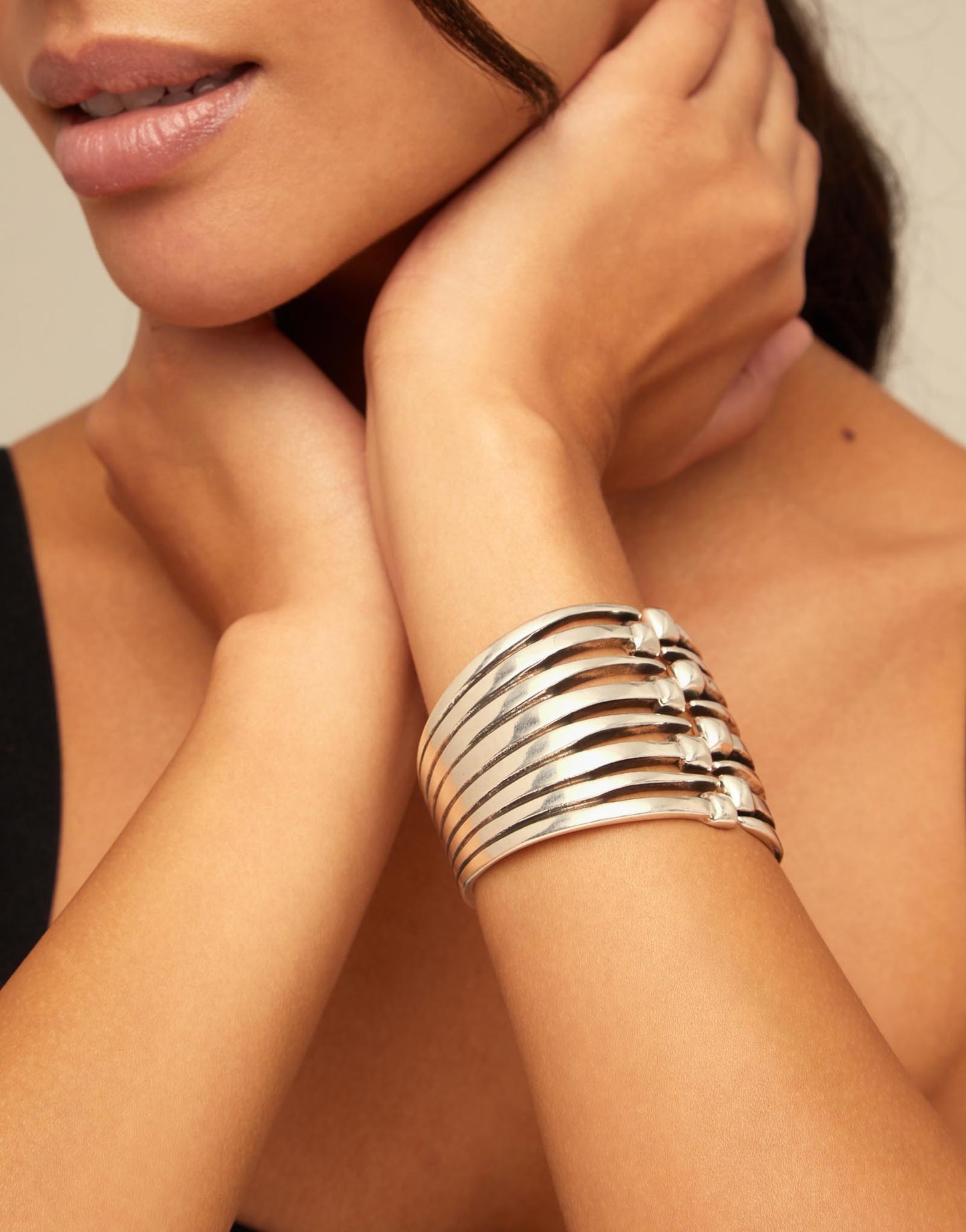 Sterling silver plated bracelet with multiple nail heads