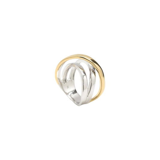 Anells amples de plata disseny abraçat bicolor