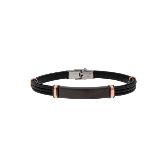 Leather and steel bracelet - MTC018BR-R 