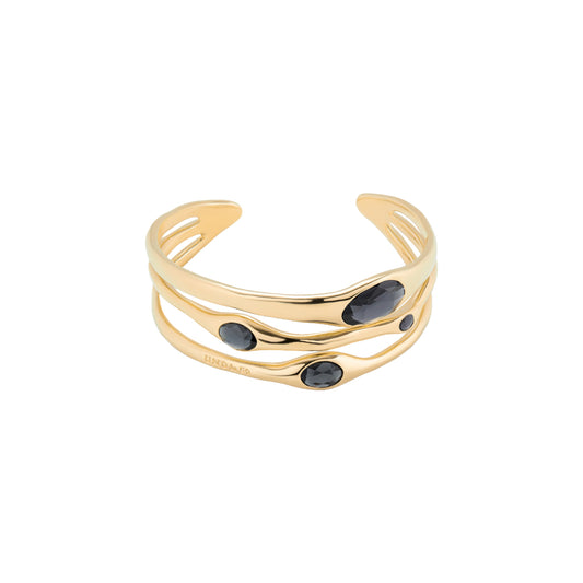 18k gold plated rigid bracelet with grey crystals