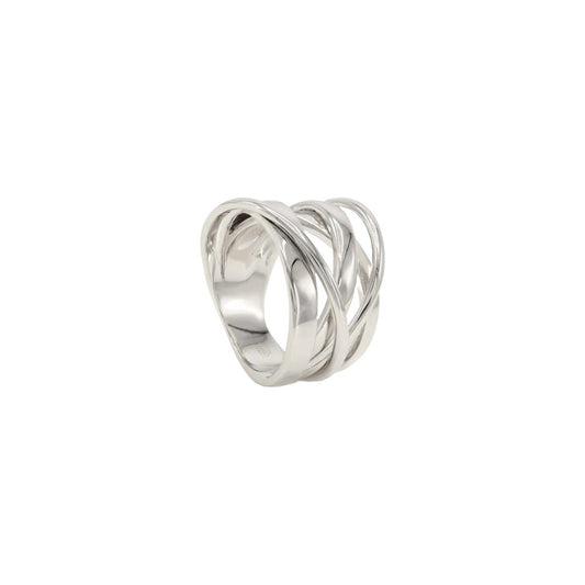 Large irregular interlaced silver rings