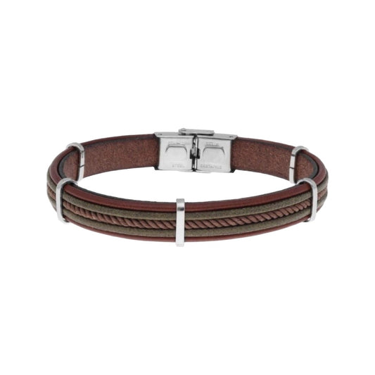 Steel and leather bracelet - 84BA1546 