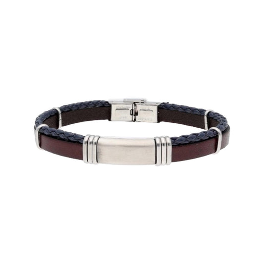 Steel and leather bracelet - 84BA1056 